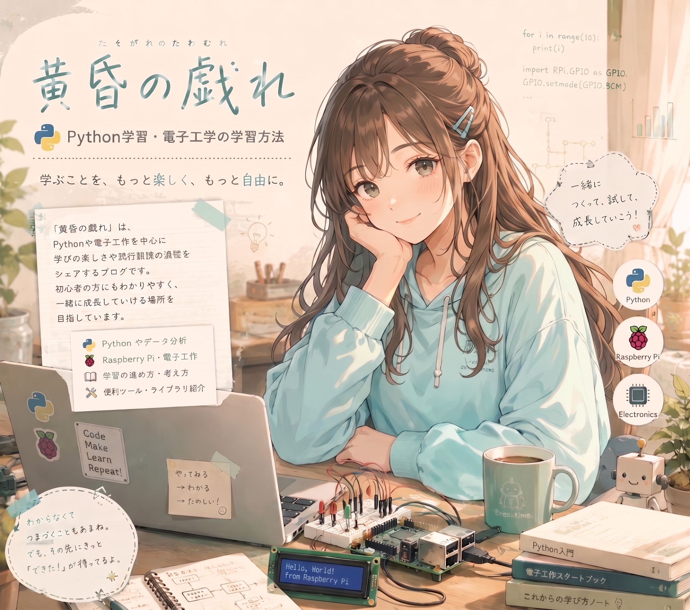 黄昏の戯れ — Python学習・電子工学の学習方法。学ぶことを、もっと楽しく、もっと自由に。